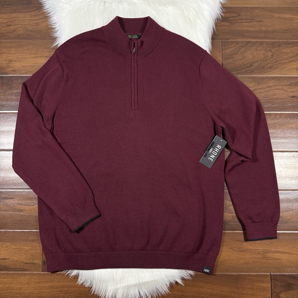 Rhone Men's Size XXL Tawny Port Red Commuter 1/4 Quarter Zip Pullover Sweater
